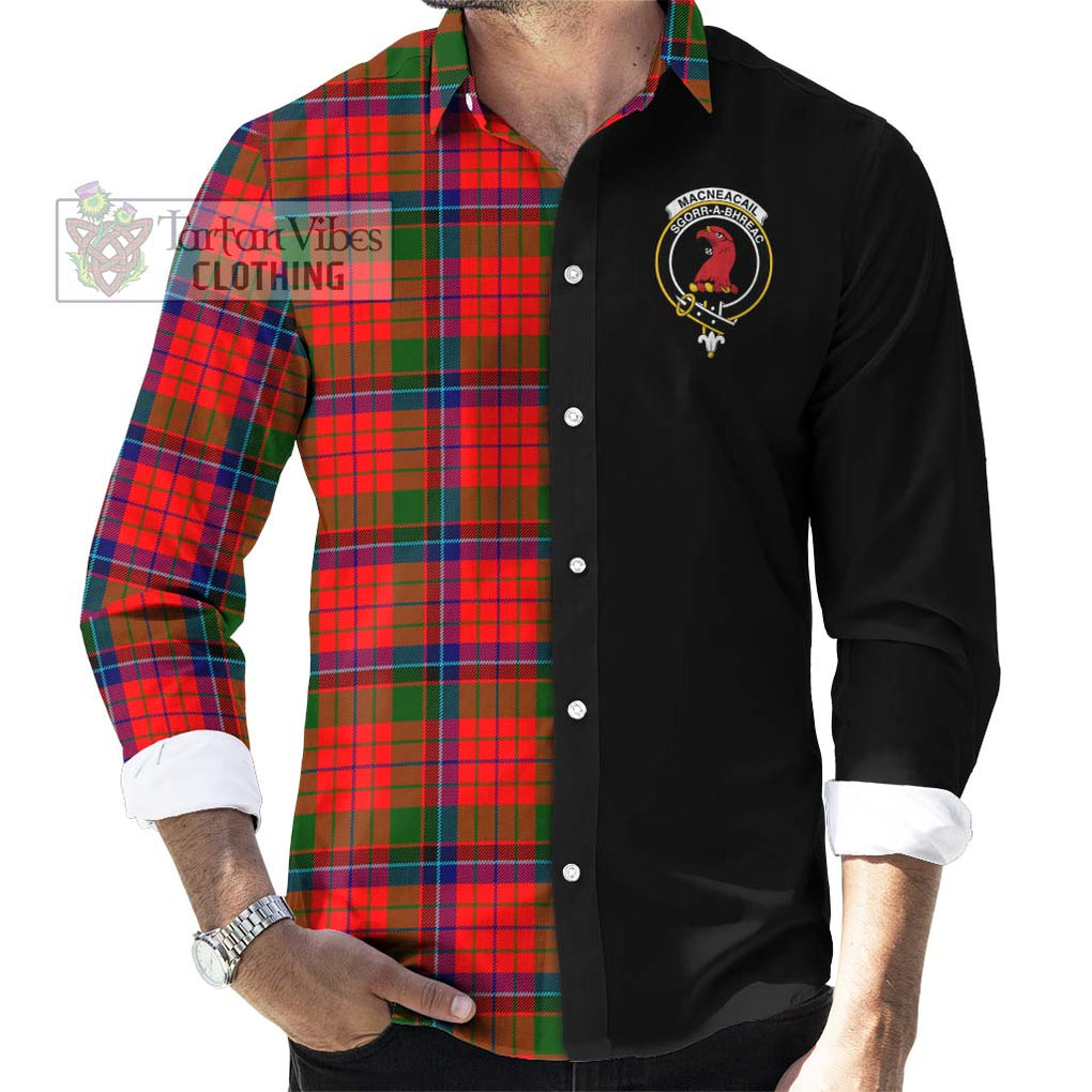 MacNeacail of Scorrybreac Tartan Long Sleeve Button Shirt with Family Crest and Half Of Me Style - Tartanvibesclothing Shop