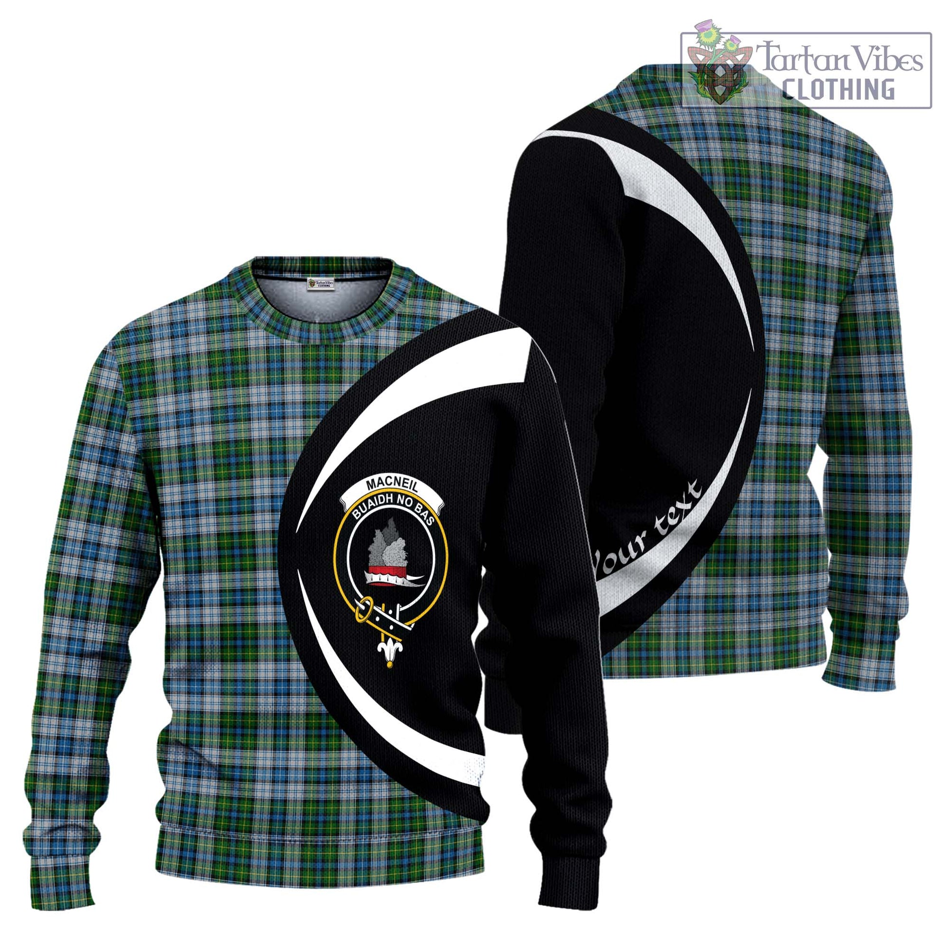 MacNeil (McNeil) Tartan Knitted Sweater with Family Crest Circle Style Unisex - Tartan Vibes Clothing