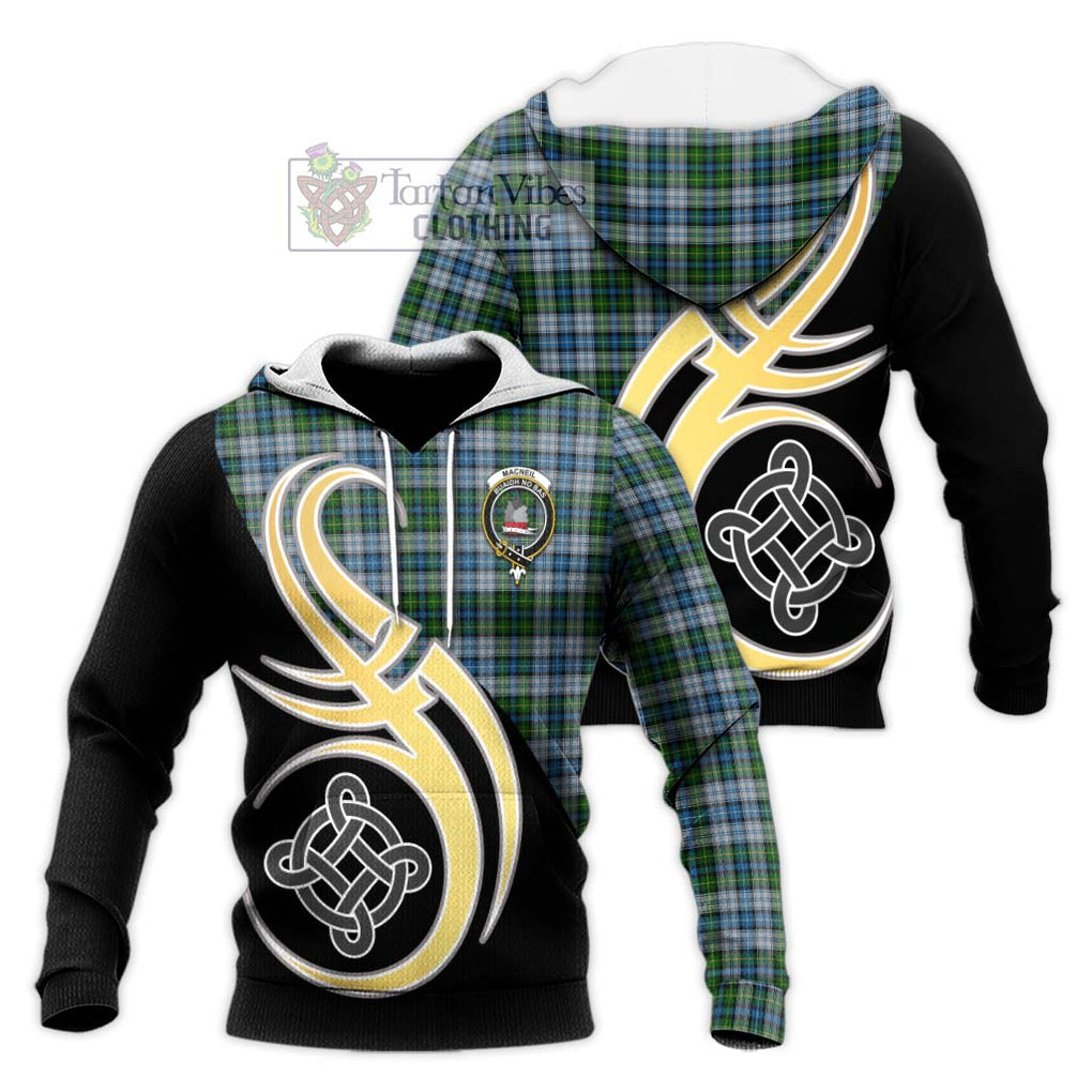 MacNeil (McNeil) Tartan Knitted Hoodie with Family Crest and Celtic Symbol Style Unisex Knitted Pullover Hoodie - Tartan Vibes Clothing