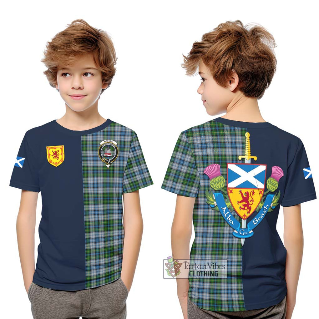 Tartan Vibes Clothing MacNeil Dress Tartan Kid T-Shirt with Scottish Lion Royal Arm Half Style