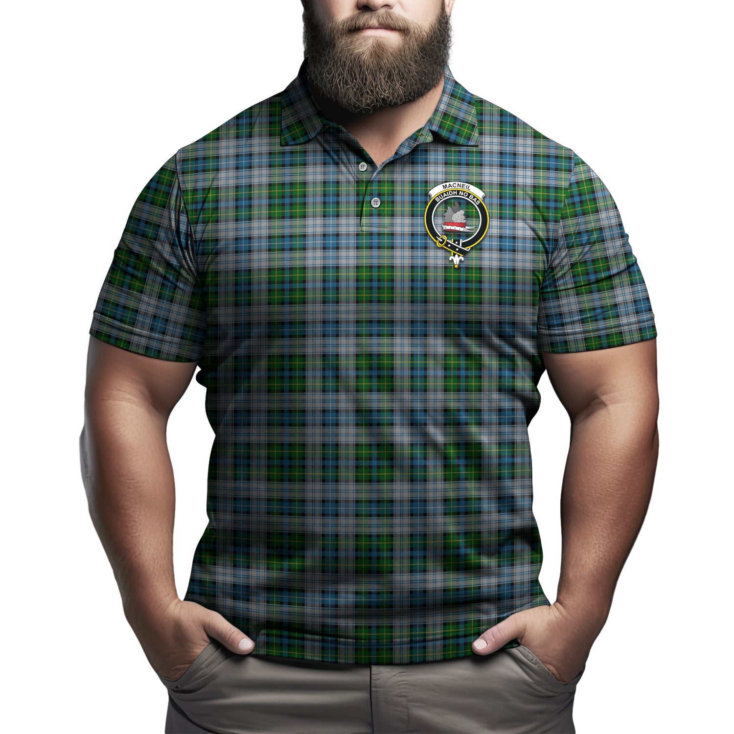 McArthur - Milton Tartan Crest Birdseye Mesh Polo Shirt
