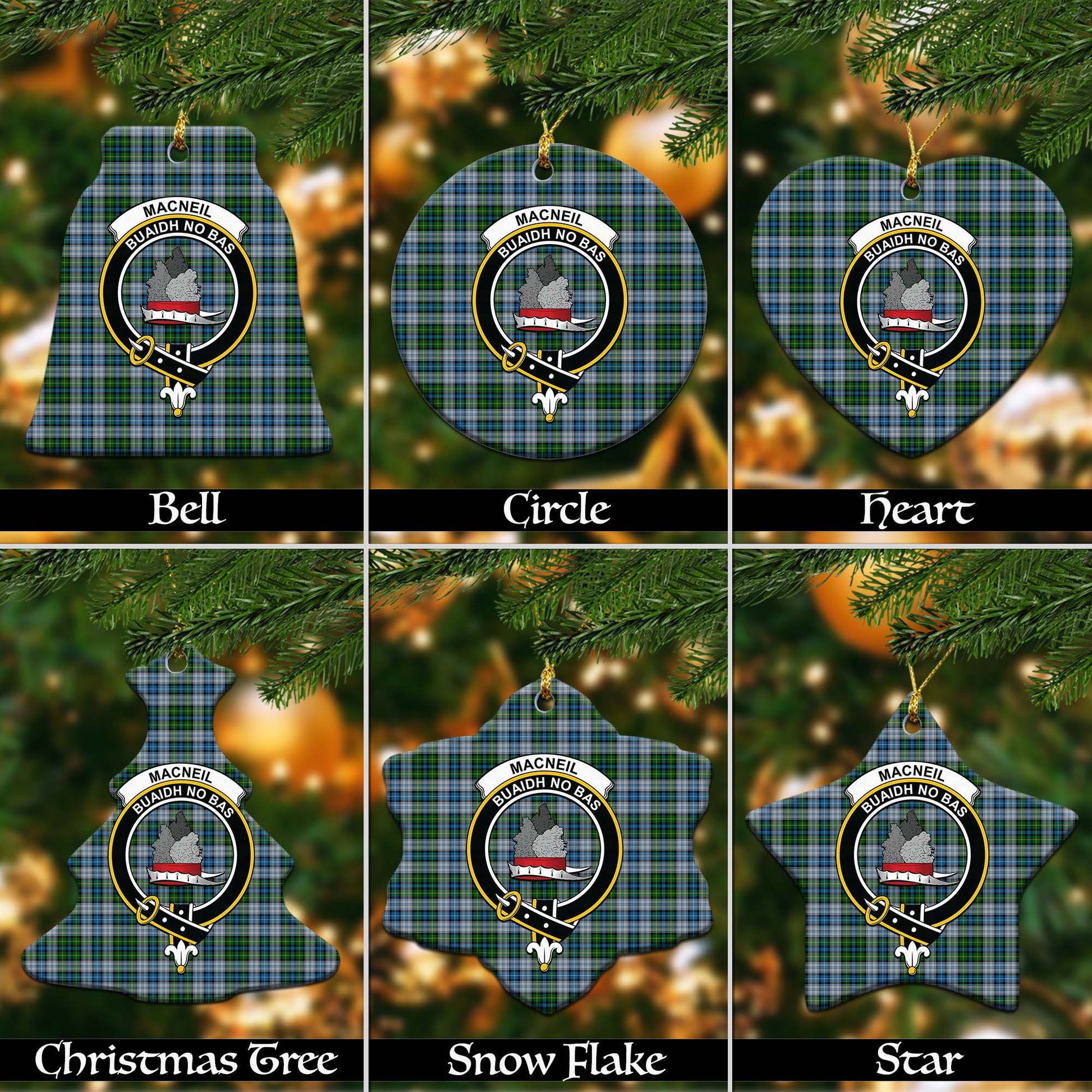 MacNeil Dress Tartan Christmas Ornaments with Family Crest - Tartanvibesclothing