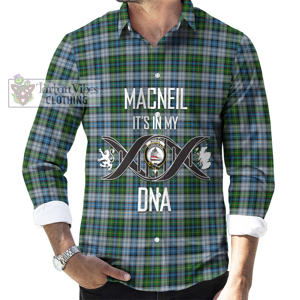 MacNeil (McNeil) Tartan Long Sleeve Button Shirt with Family Crest DNA In Me Style Men's Shirt S - Tartanvibesclothing Shop