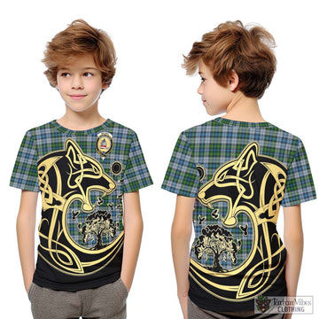 MacNeil (McNeil) Tartan Kid T-Shirt with Family Crest Celtic Wolf Style