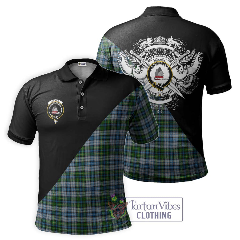 MacNeil (McNeil) Tartan Polo Shirt with Family Crest and Military Logo Style Kid - Tartanvibesclothing Shop