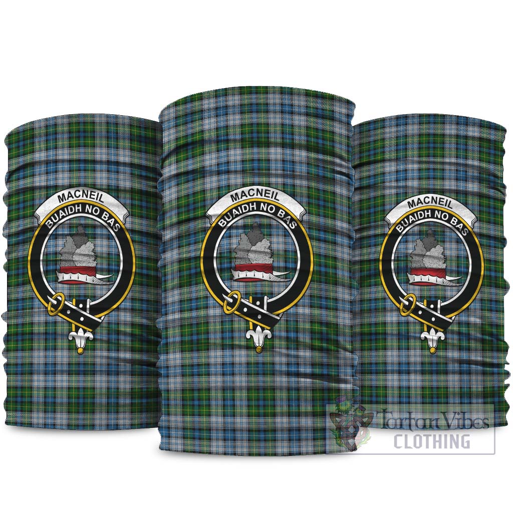 MacNeil Dress Tartan Neck Gaiters, Tartan Bandanas, Tartan Head Band with Family Crest
