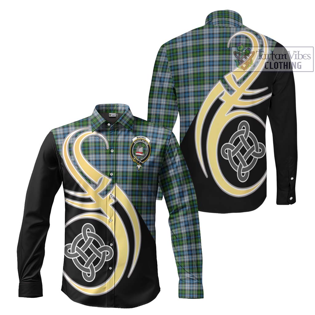 MacNeil (McNeil) Tartan Long Sleeve Button Shirt with Family Crest and Celtic Symbol Style Men's Shirt S - Tartan Vibes Clothing