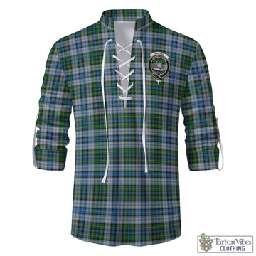 Tartan Vibes Clothing MacNeil Dress Tartan Men's Scottish Traditional Jacobite Ghillie Kilt Shirt with Family Crest