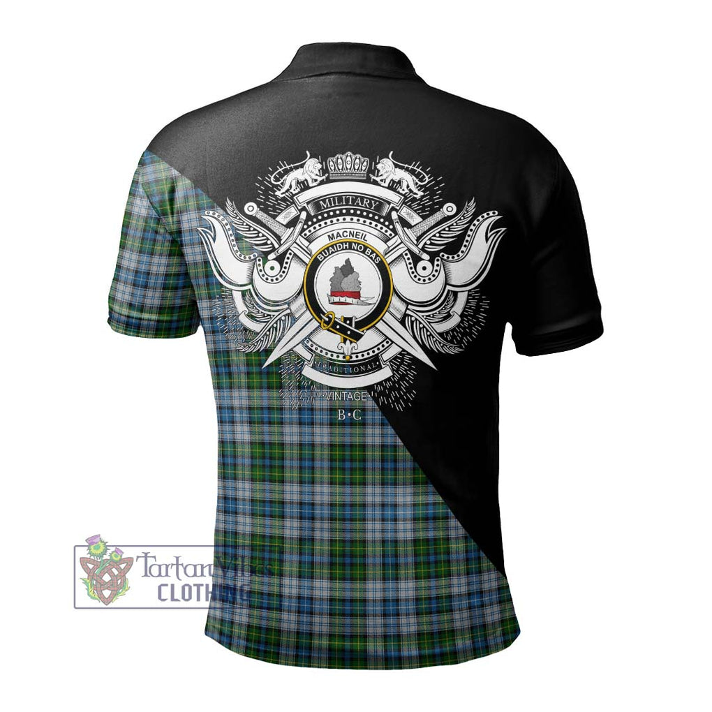 MacNeil (McNeil) Tartan Polo Shirt with Family Crest and Military Logo Style - Tartanvibesclothing Shop