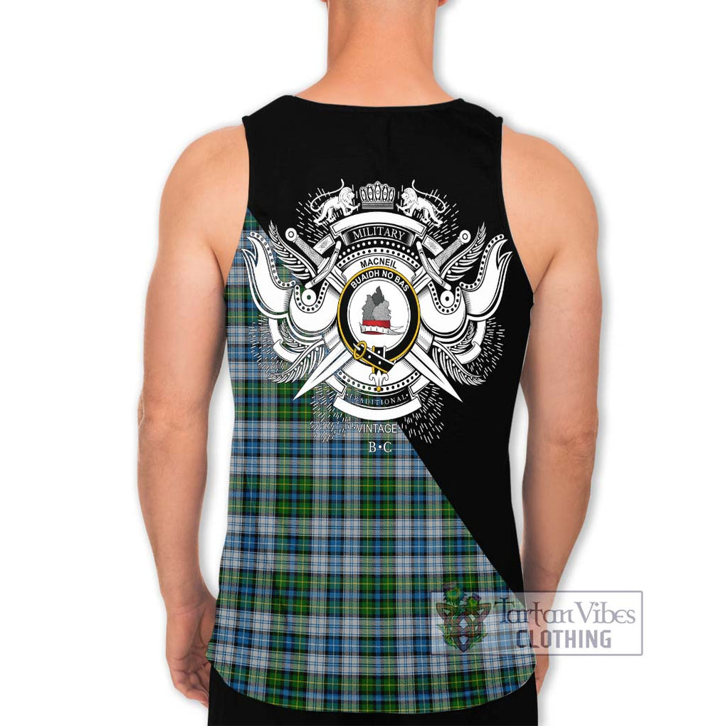 MacNeil (McNeil) Tartan Men's Tank Top with Family Crest and Military Logo Style - Tartanvibesclothing Shop