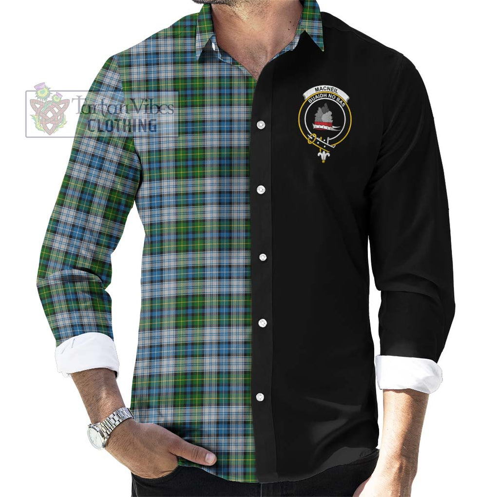 MacNeil (McNeil) Tartan Long Sleeve Button Shirt with Family Crest and Half Of Me Style - Tartanvibesclothing Shop