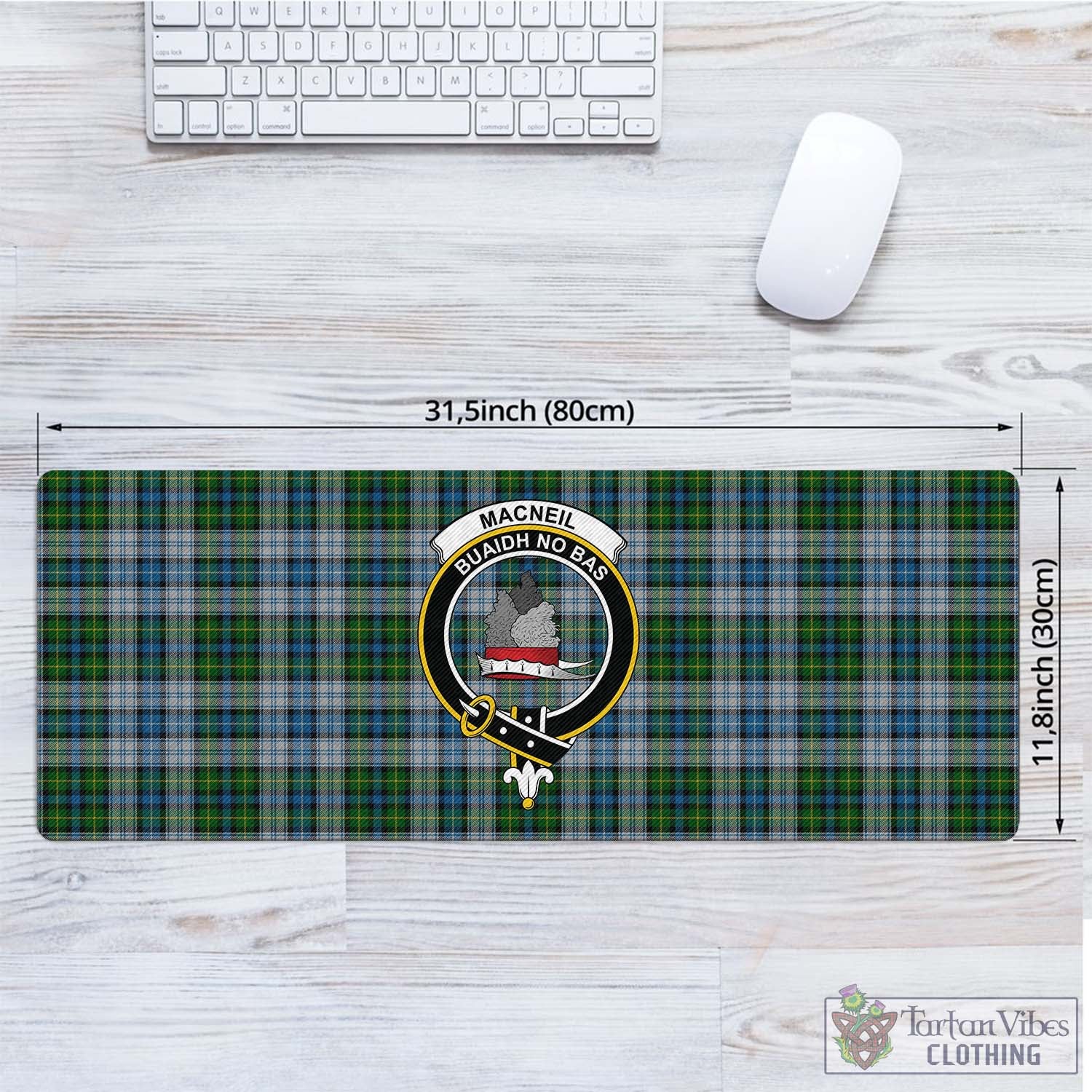 Tartan Vibes Clothing MacNeil Dress Tartan Mouse Pad with Family Crest