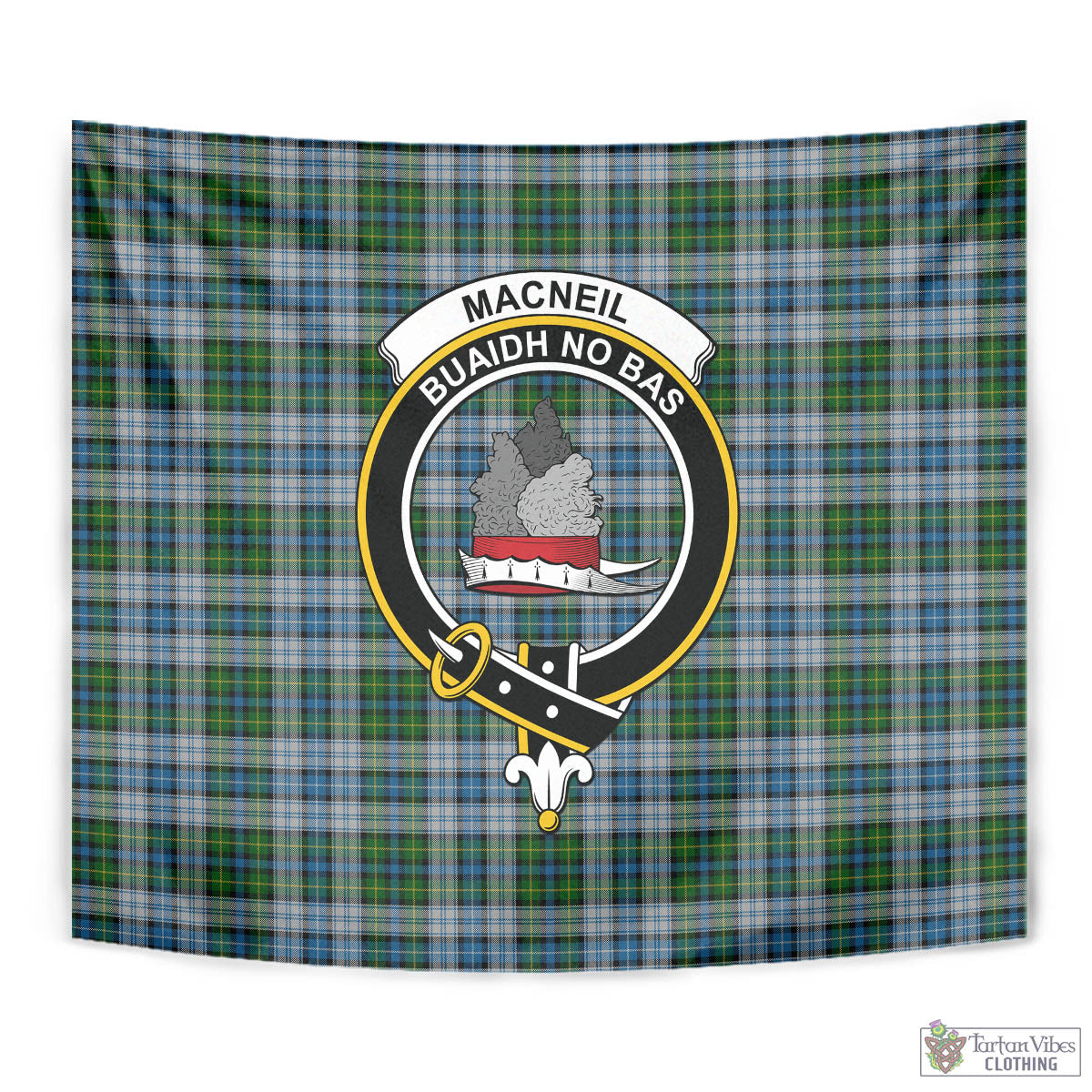 Tartan Vibes Clothing MacNeil Dress Tartan Tapestry Wall Hanging and Home Decor for Room with Family Crest