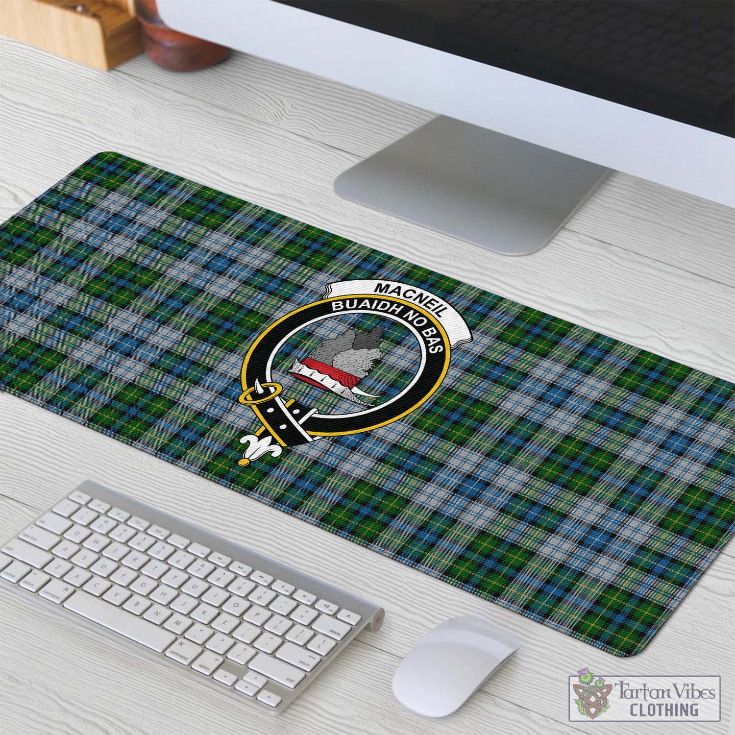 Tartan Vibes Clothing MacNeil Dress Tartan Mouse Pad with Family Crest