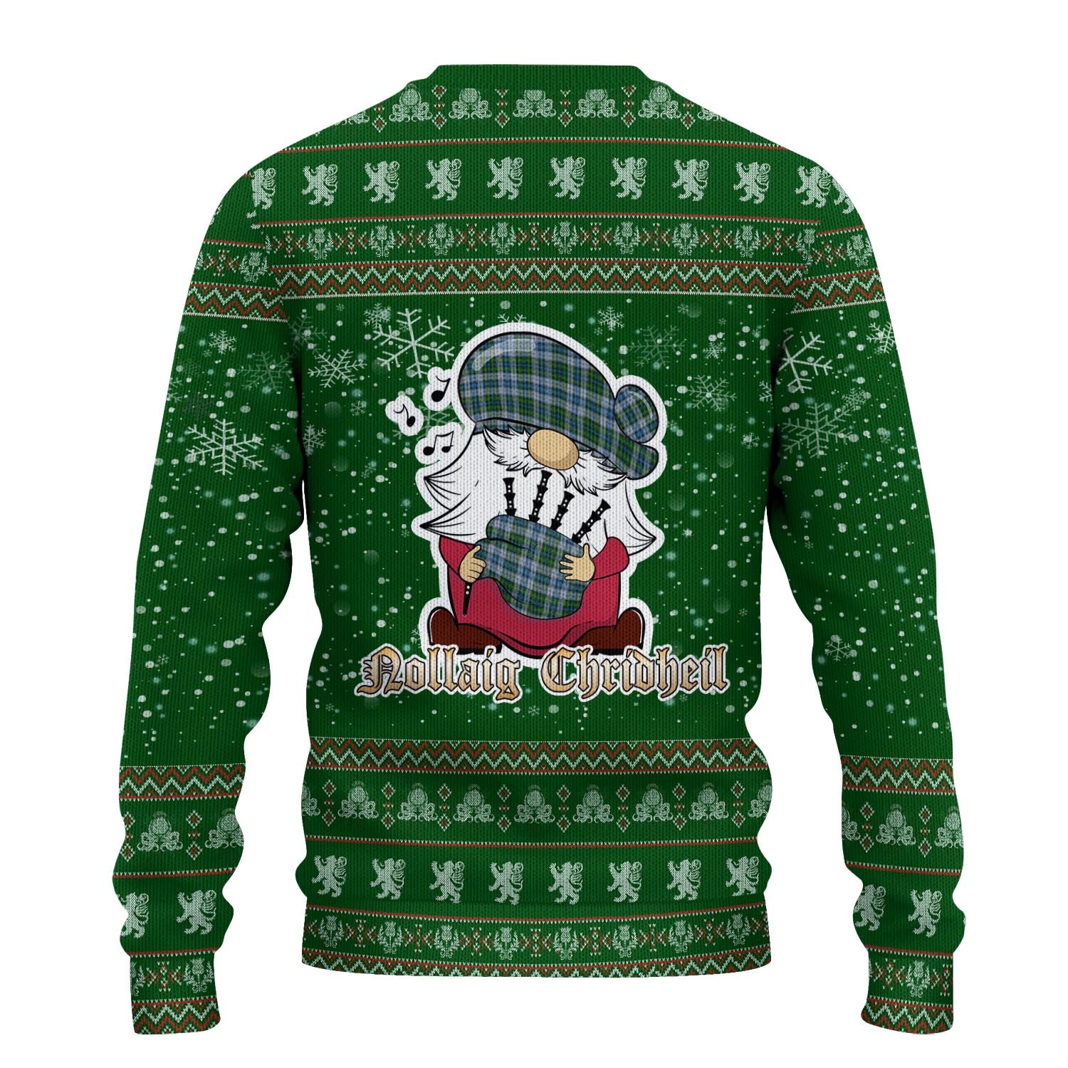 MacNeil Dress Clan Christmas Family Knitted Sweater with Funny Gnome Playing Bagpipes - Tartanvibesclothing