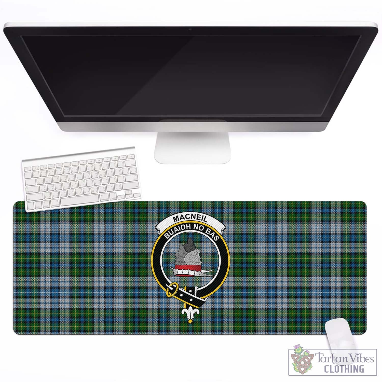 Tartan Vibes Clothing MacNeil Dress Tartan Mouse Pad with Family Crest