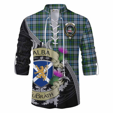 Tartan Vibes Clothing MacNeil (McNeil) Tartan Family Crest Ghillie Kilt Shirt Lion Rampant Royal Thistle Shield Celtic Inspired
