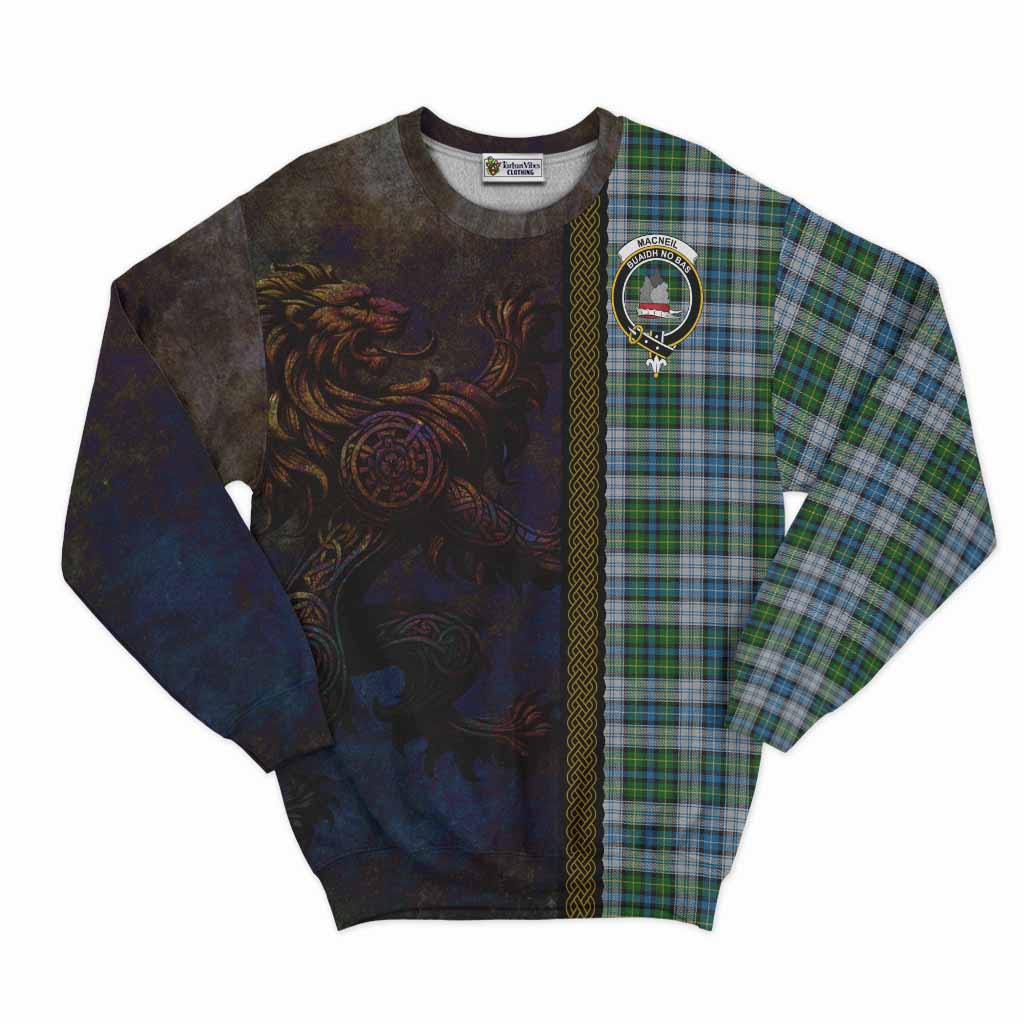 Tartan Vibes Clothing MacNeil (McNeil) Tartan Family Crest Sweatshirt Alba Gu Brath Be Brave Lion Ancient Style