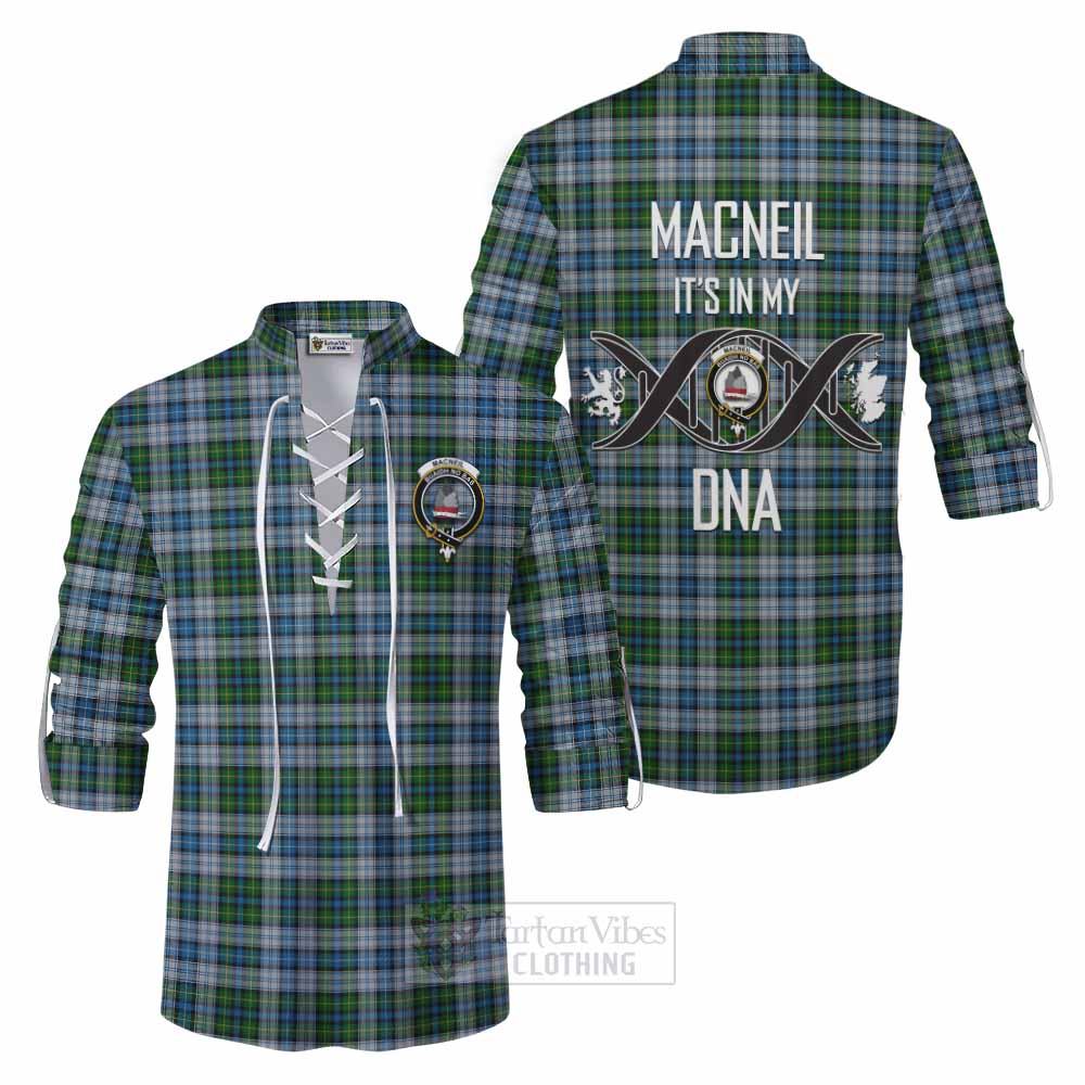 Tartan Vibes Clothing MacNeil (McNeil) Tartan Ghillie Kilt Shirt with Family Crest DNA In Me Style