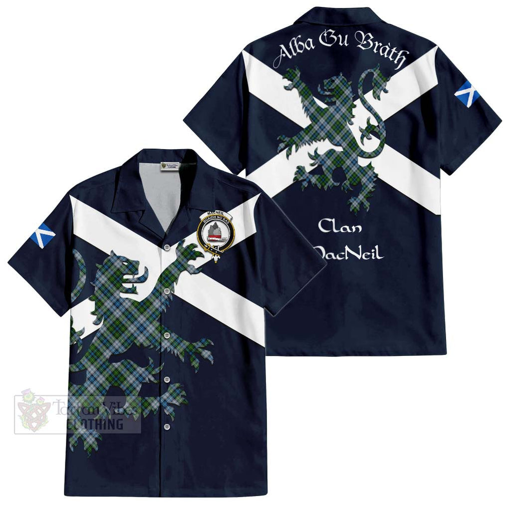 Tartan Vibes Clothing MacNeil (McNeil) Tartan Lion Rampant Short Sleeve Button Shirt – Proudly Display Your Heritage with Alba Gu Brath and Clan Name