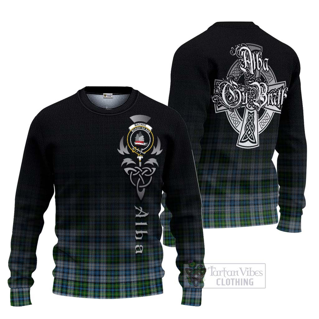 Tartan Vibes Clothing MacNeil (McNeil) Tartan Knitted Sweater Featuring Alba Gu Brath Family Crest Celtic Inspired