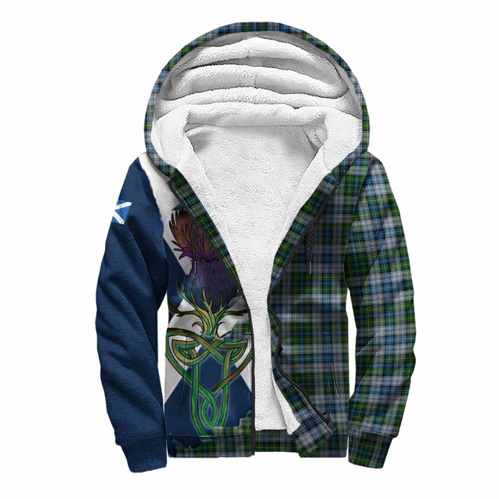 Tartan Vibes Clothing MacNeil (McNeil) Tartan Family Crest Sherpa Hoodie Scottish Thistle Celtic Inspired