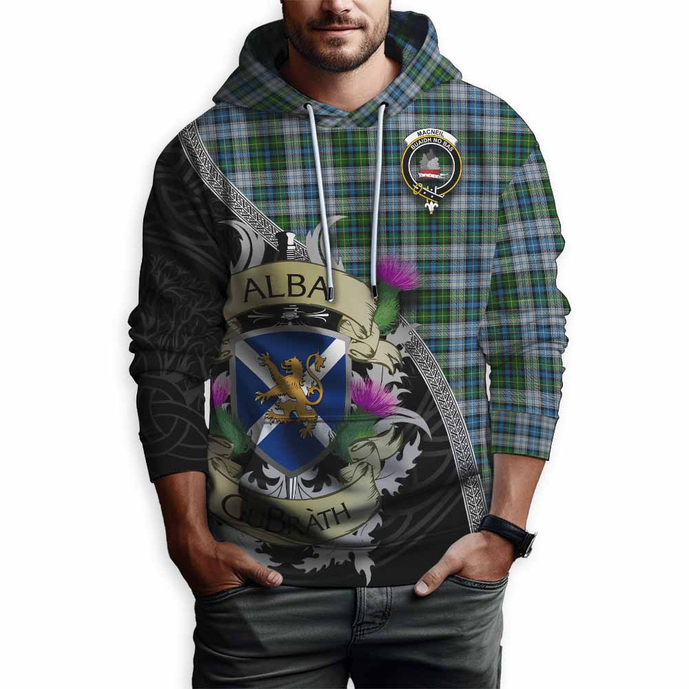 Tartan Vibes Clothing MacNeil (McNeil) Tartan Family Crest Hoodie Lion Rampant Royal Thistle Shield Celtic Inspired