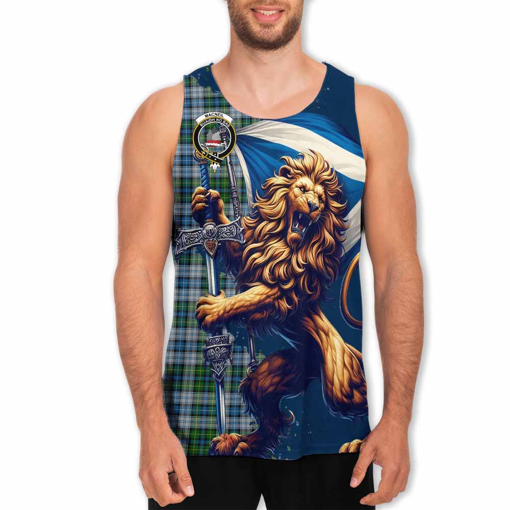 Tartan Vibes Clothing MacNeil (McNeil) Tartan Family Crest Men's Tank Top with Scottish Majestic Lion