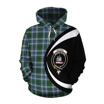 Tartan Vibes Clothing MacNeil (McNeil) Tartan Cotton Hoodie with Family Crest Circle Style