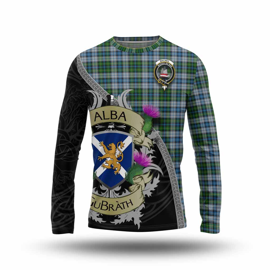 Tartan Vibes Clothing MacNeil (McNeil) Tartan Family Crest Long Sleeve T-Shirt Lion Rampant Royal Thistle Shield Celtic Inspired
