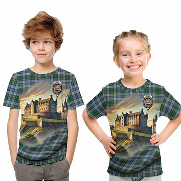 MacNeil (McNeil) Tartan Family Crest Kid T-Shirt with Scottish Ancient Castle Style