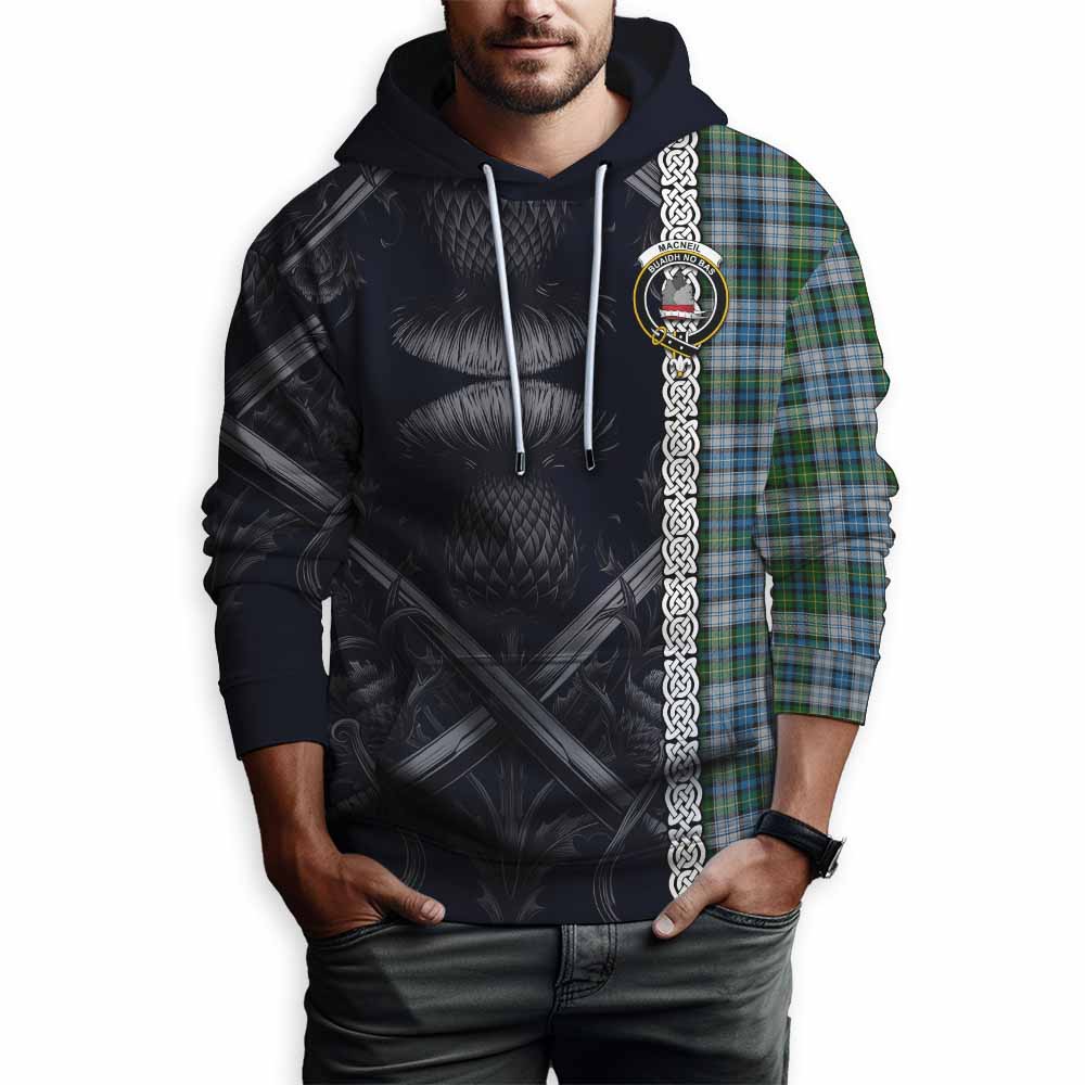 Tartan Vibes Clothing MacNeil (McNeil) Tartan Hoodie with Family Crest Cross Sword Thistle Celtic Vibes