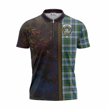MacNeil (McNeil) Tartan Family Crest Zipper Polo Shirt Alba Gu Brath Be Brave Lion Ancient Style