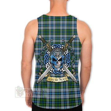 Tartan Vibes Clothing MacNeil (McNeil) Tartan Men's Tank Top with Family Crest Celtic Skull Style