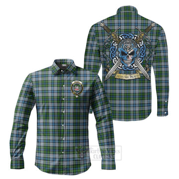 MacNeil (McNeil) Tartan Long Sleeve Button Shirt with Family Crest Celtic Skull Style