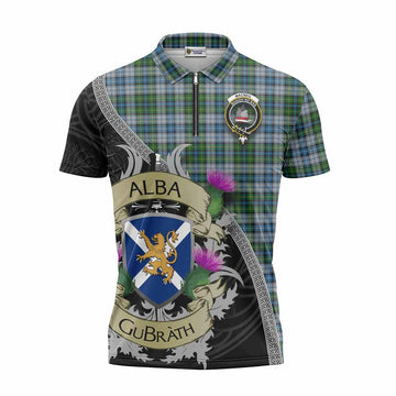 MacNeil (McNeil) Tartan Family Crest Zipper Polo Shirt Lion Rampant Royal Thistle Shield Celtic Inspired