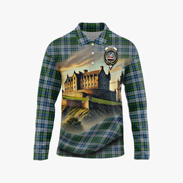 Tartan Vibes Clothing MacNeil (McNeil) Tartan Family Crest Long Sleeve Polo Shirt with Scottish Ancient Castle Style