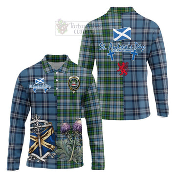 Tartan Vibes Clothing MacNeil (McNeil) Tartan Long Sleeve Polo Shirt Happy St. Andrew's Day Half Tartan Style