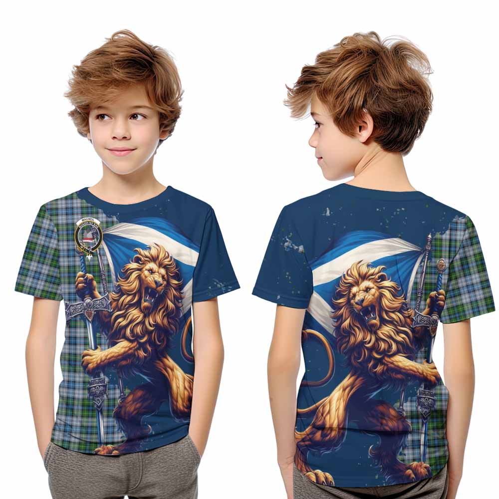 Tartan Vibes Clothing MacNeil (McNeil) Tartan Family Crest Kid T-Shirt with Scottish Majestic Lion