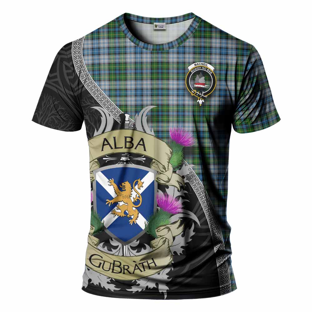 Tartan Vibes Clothing MacNeil (McNeil) Tartan Family Crest T-Shirt Lion Rampant Royal Thistle Shield Celtic Inspired