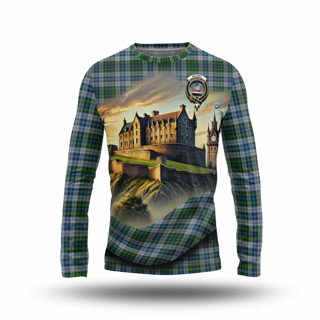 Tartan Vibes Clothing MacNeil (McNeil) Tartan Family Crest Long Sleeve T-Shirt with Scottish Ancient Castle Style
