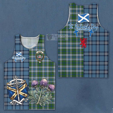 Tartan Vibes Clothing MacNeil (McNeil) Tartan Men's Tank Top Happy St. Andrew's Day Half Tartan Style