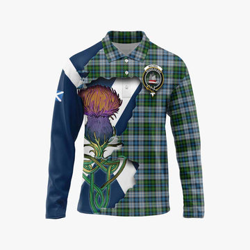 Tartan Vibes Clothing MacNeil (McNeil) Tartan Family Crest Long Sleeve Polo Shirt Scottish Thistle Celtic Inspired