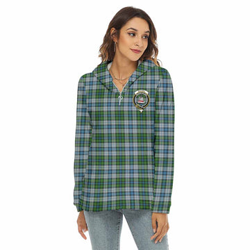 MacNeil (McNeil) Tartan Women's Borg Fleece Hoodie with Half Zip with Family Crest
