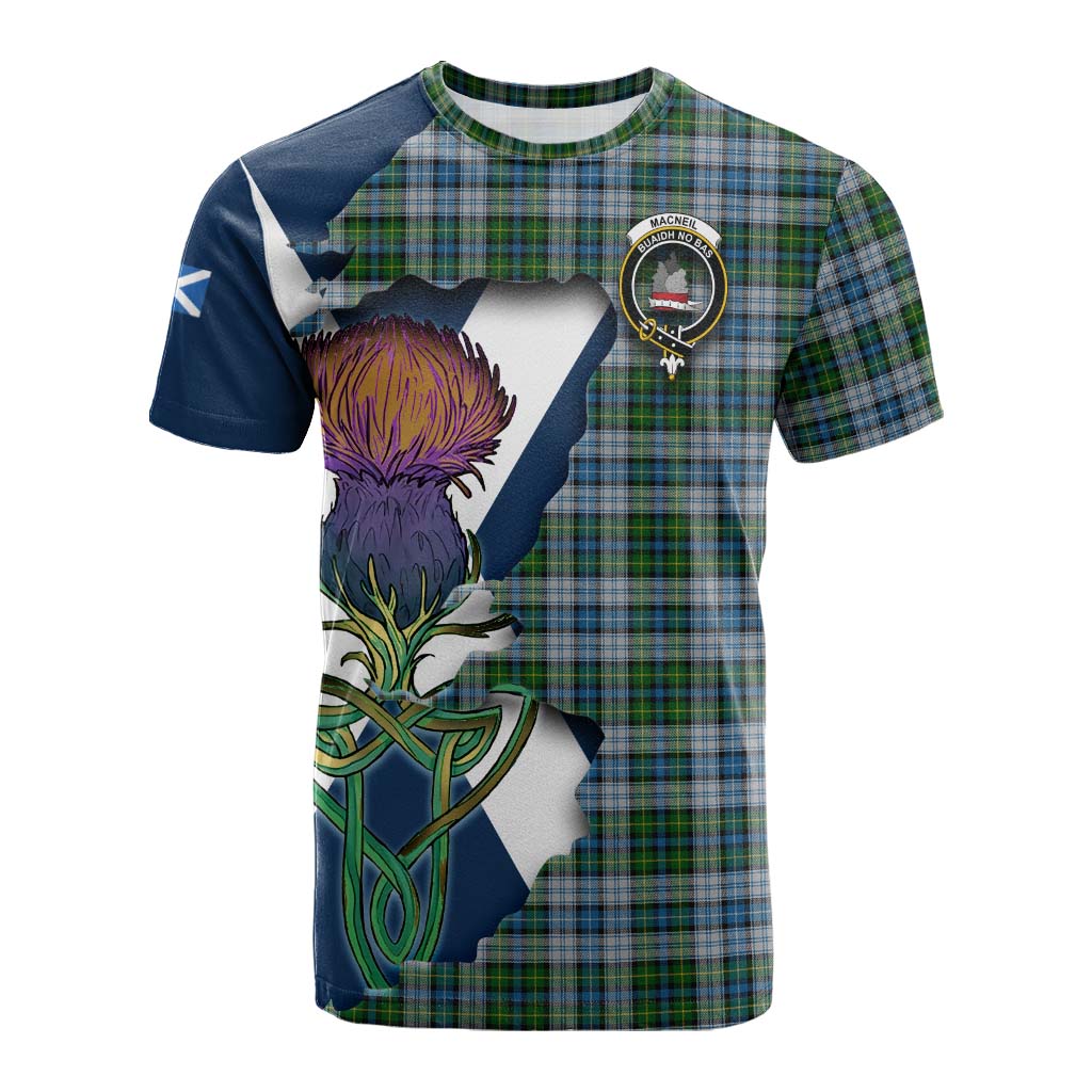 Tartan Vibes Clothing MacNeil (McNeil) Tartan Family Crest Cotton T-shirt Scottish Thistle Celtic Inspired