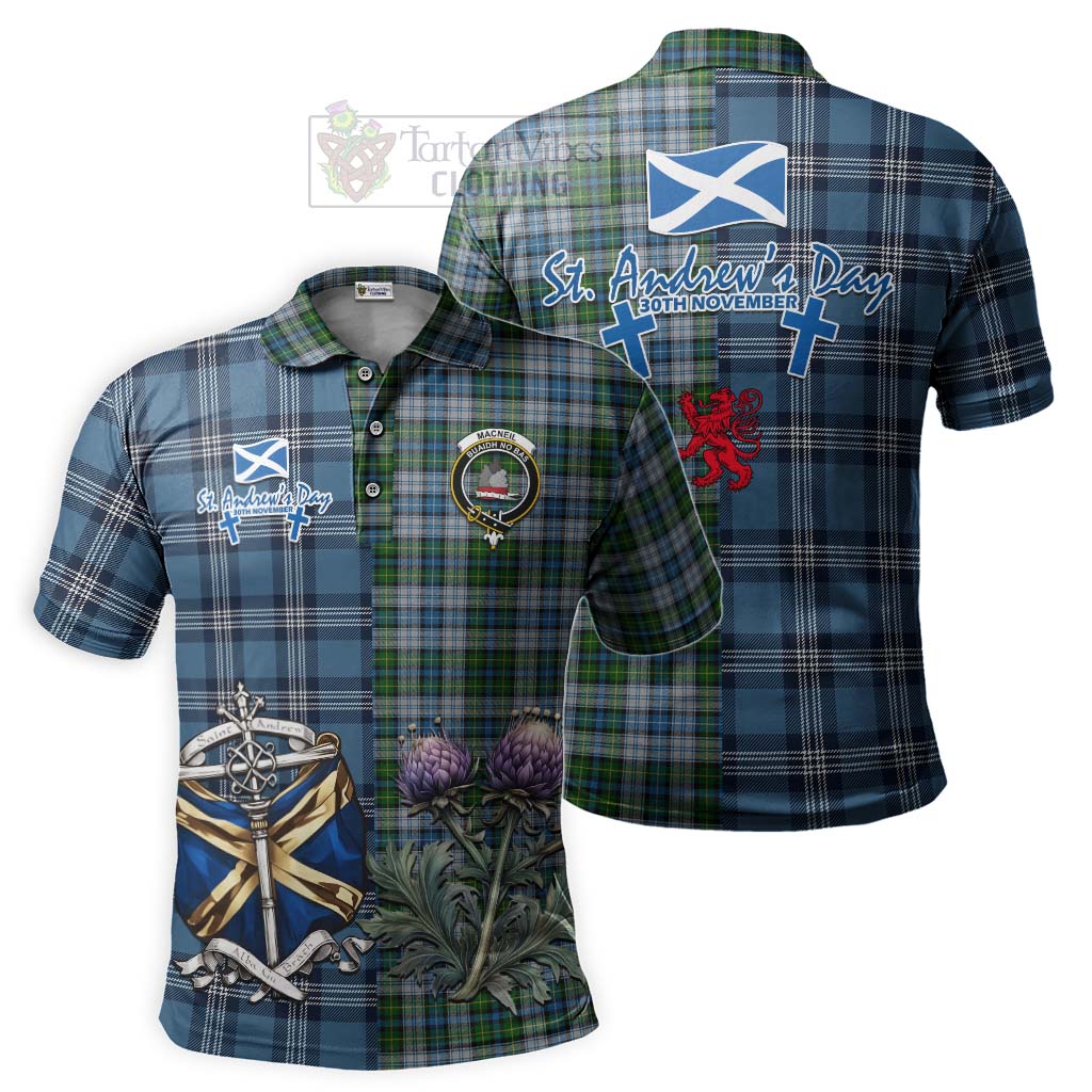 Tartan Vibes Clothing MacNeil (McNeil) Tartan Polo Shirt Happy St. Andrew's Day Half Tartan Style