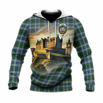 Tartan Vibes Clothing MacNeil (McNeil) Tartan Family Crest Knitted Hoodie with Scottish Ancient Castle Style