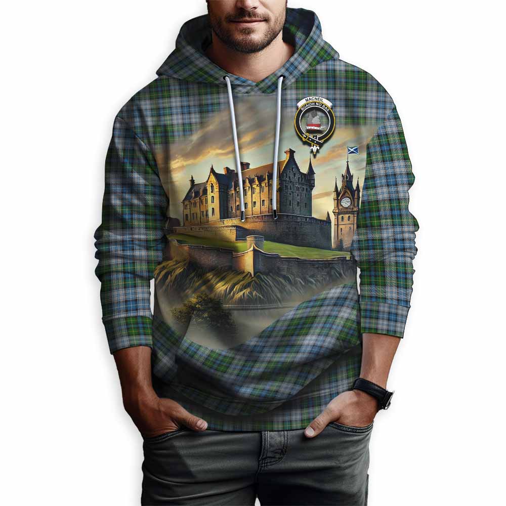 Tartan Vibes Clothing MacNeil (McNeil) Tartan Family Crest Hoodie with Scottish Ancient Castle Style