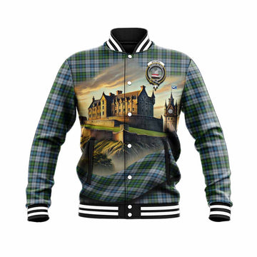 Tartan Vibes Clothing MacNeil (McNeil) Tartan Family Crest Baseball Jacket with Scottish Ancient Castle Style