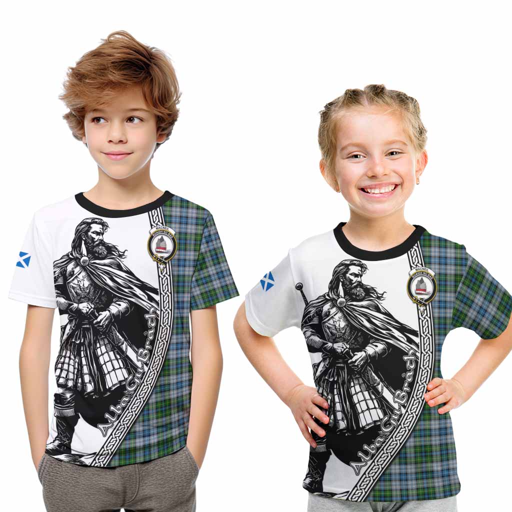 MacNeil (McNeil) Tartan Clan Crest Kid T-Shirt with Highlander Warrior Celtic Style